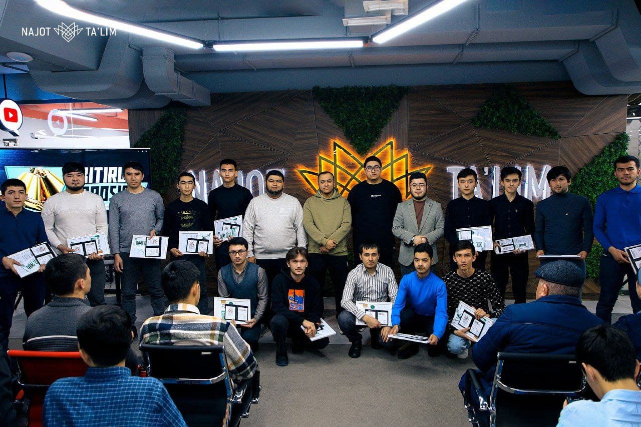 Me graduating frontend bootcamp course at Najot Ta'lim